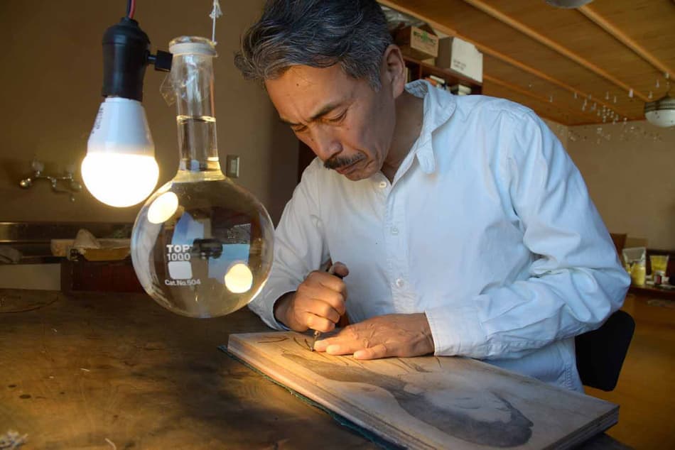 立原位貫　たちはらいぬき　木版画